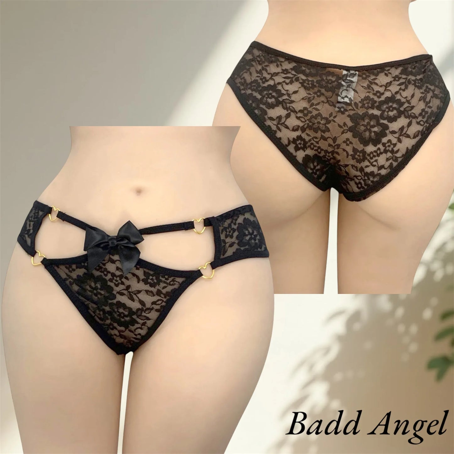 Badd Angel in Black Lace Panties - Elegant Seduction