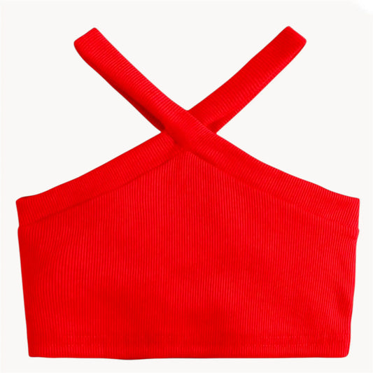 Red Criss Cross Top white background
