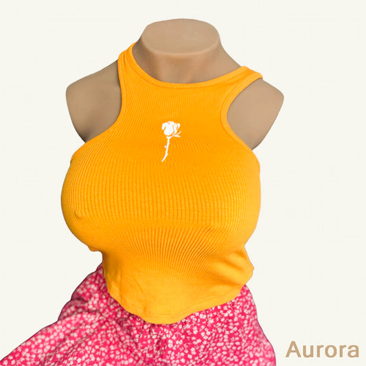 Top Orange à Rose – Charme Estival