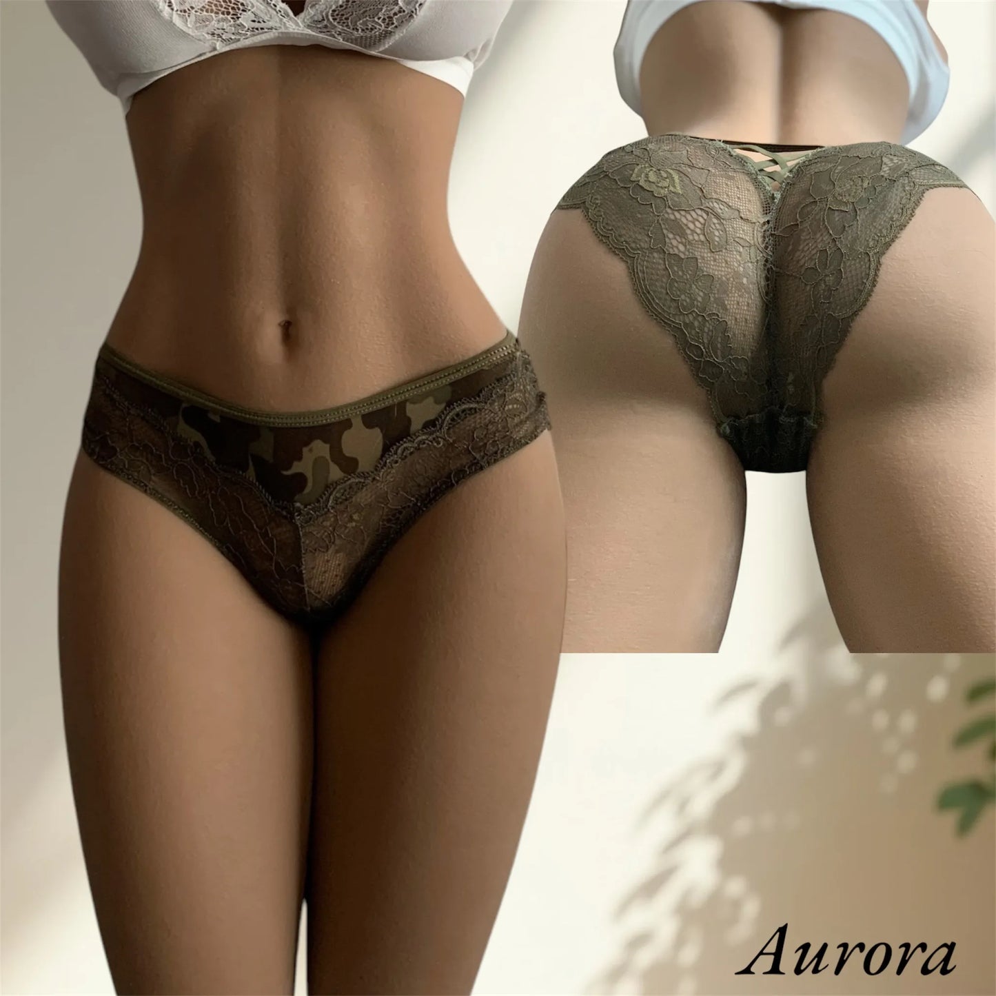 Aurora in Culotte Camouflage & Lace – Disarming Temptation