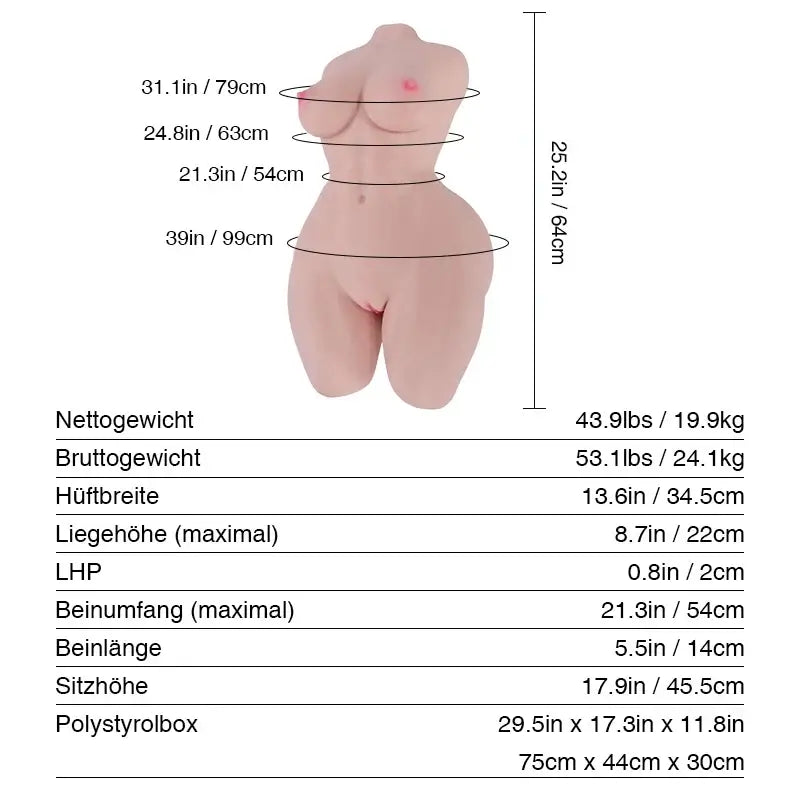 hannah 5kg minimuscular sexdoll male masturbator size chart