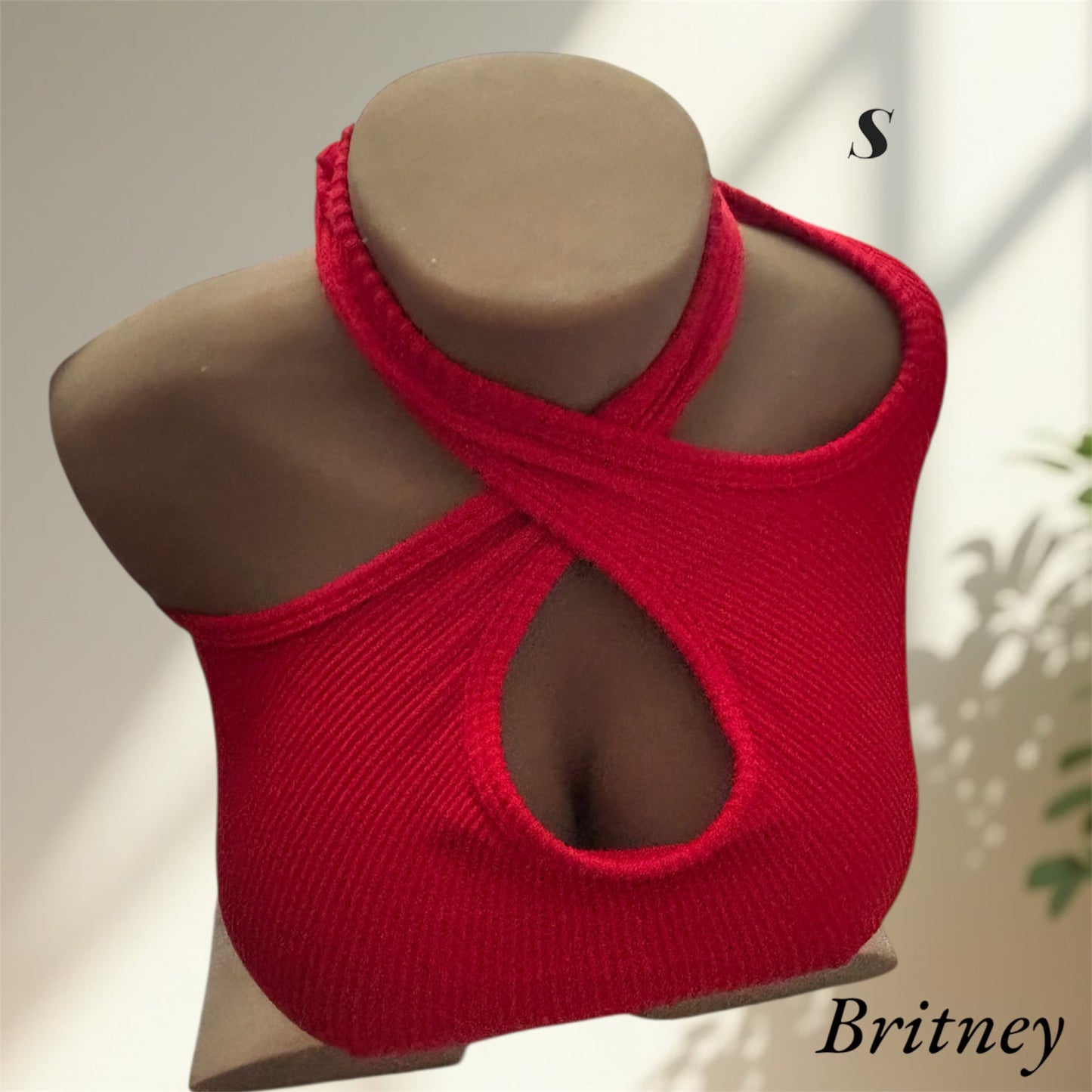 Britney wearing a S small red top jennfer