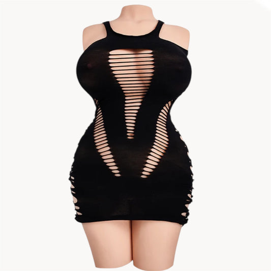 Badd Angel tantaly sex doll front view in black dress