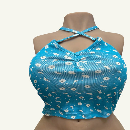Blue Top – Bold Summer Flower