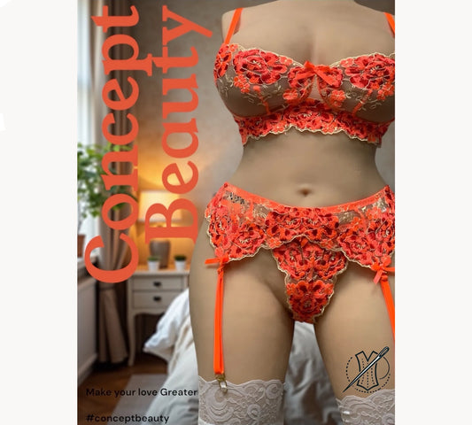 Lingerie 3 pièces, Brûlante Étreinte – Dentelle Ardente
