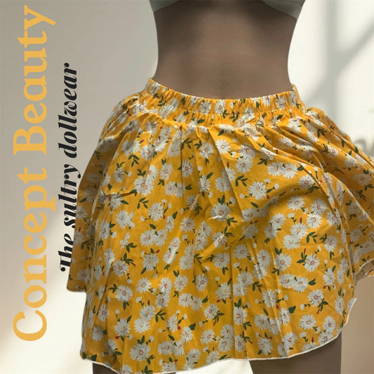 Jupe Florale Jaune – Soleil et Séduction Éclatante