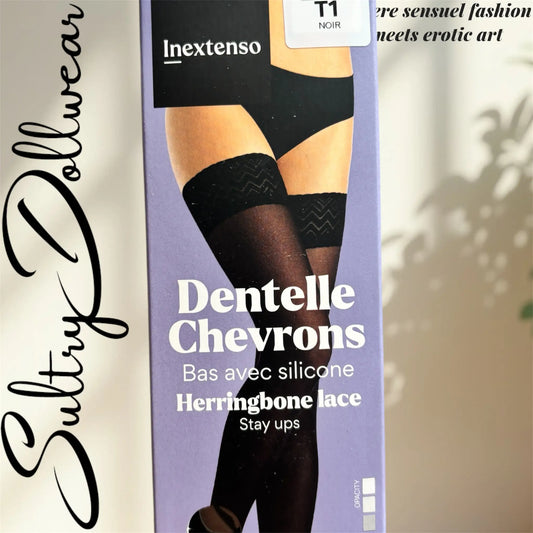 Bas Dentelle Chevrons 40D – Séduction & maintien silicone