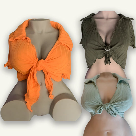 Chemisette Côtelée à Nouer, Élégante et Confortable