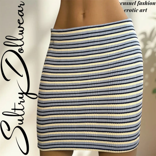 sultry dollwear a stripped skirt